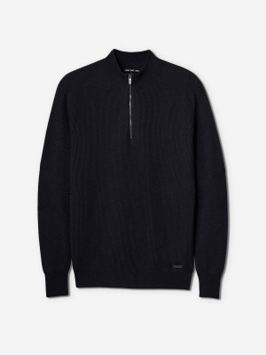 Sun Day Red 3D Knit Cashmere Quarter Zip Černé | FBSHRQV-43
