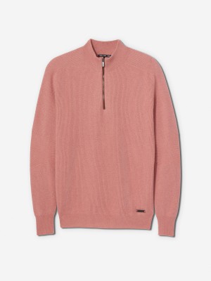 Sun Day Red 3D Knit Cashmere Quarter Zip Růžové | WLNSUDJ-21
